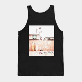 Coastal, Surfing board, Palms, Beach art Sea, Ocean, Fashion art, Modern art, Wall art, Print, Minimalistic, Modern Tank Top